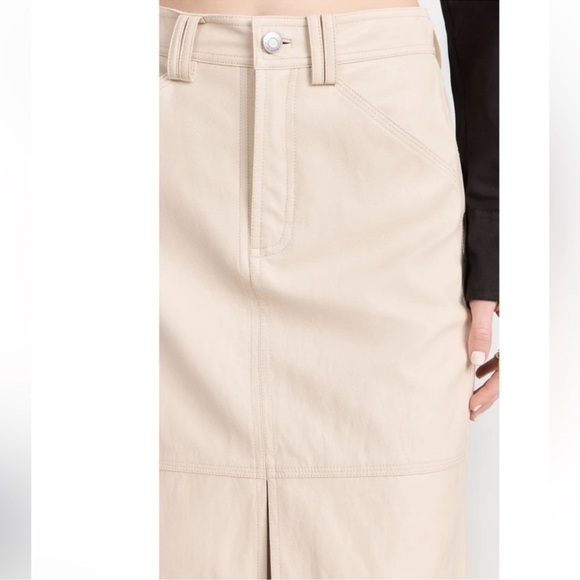 A.L.C Alden Faux Leather Front Back Slit Midi Skirt Size 4 - Picture 6 of 16